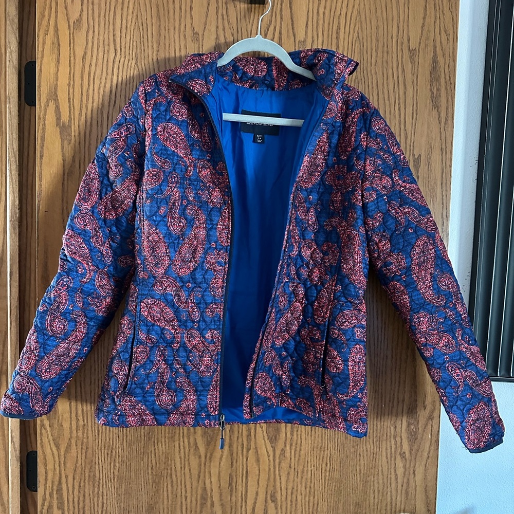 Lands End quilted paisley lightweight primaloft zipper jacket size S